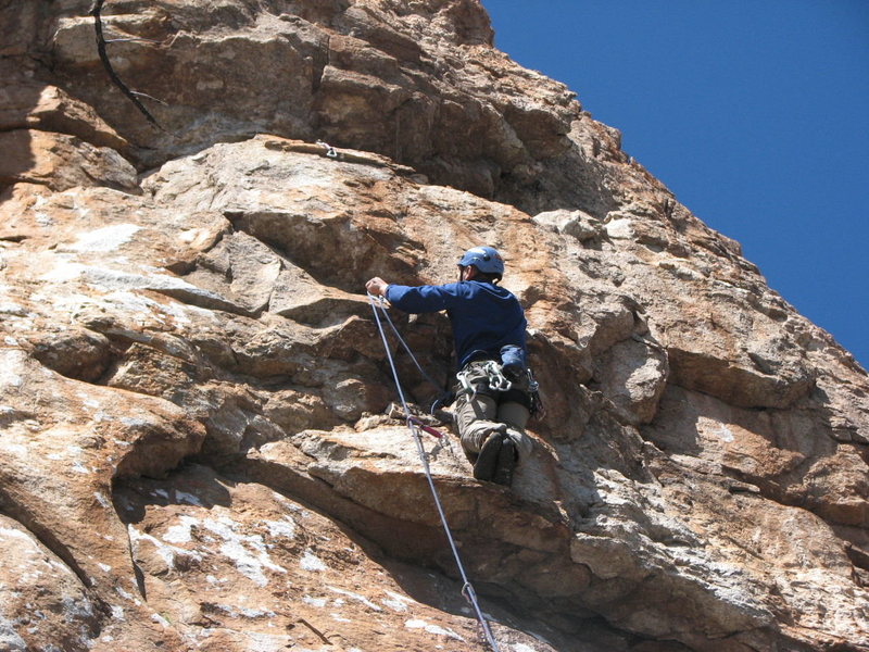 The start of the pumpy climbing above the undercling.