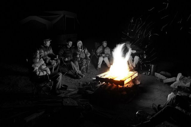 Campfire with friends in Indian Creek