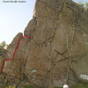 Steve Marr posted a nice topo pic for K-Wall, but I thought I'd edit it to show my preferred start to Outside Corner.  