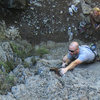 Christian Burrell, belayed by Jonny Wilson, on Call of the Wild (5.6) at The Wild.