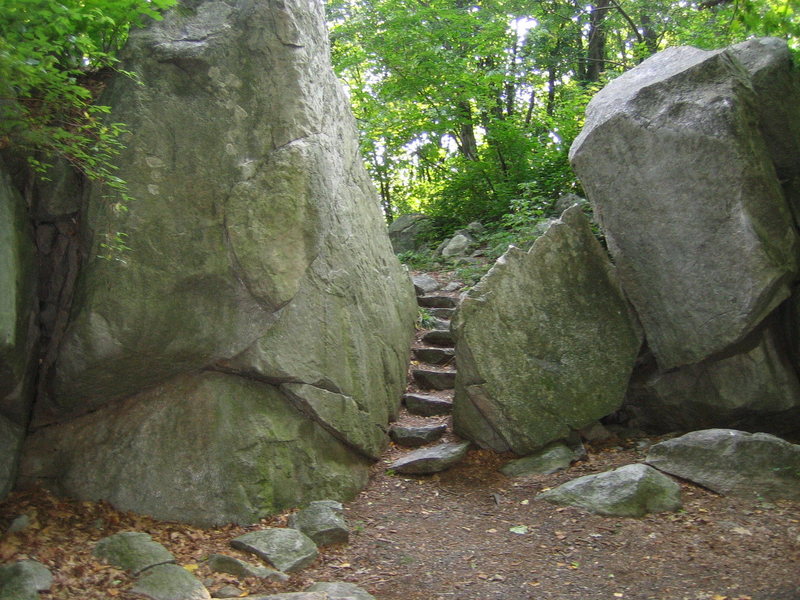 left side of stairs is none, right side is high level Mustache.