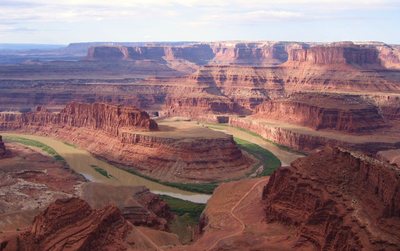 Gooseneck of the Colorado as viewed from Dead Horse Point. <br>
<br>
(Island In The Sky district of Canyonlands NP in the distance.)