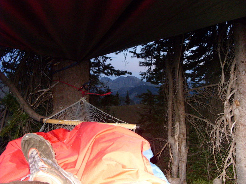 Our bivy site with a view of Isolation Peak (I have no idea if this is correct).  