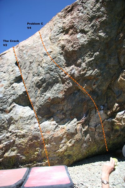 The Only Boulder South Face (center) topo.