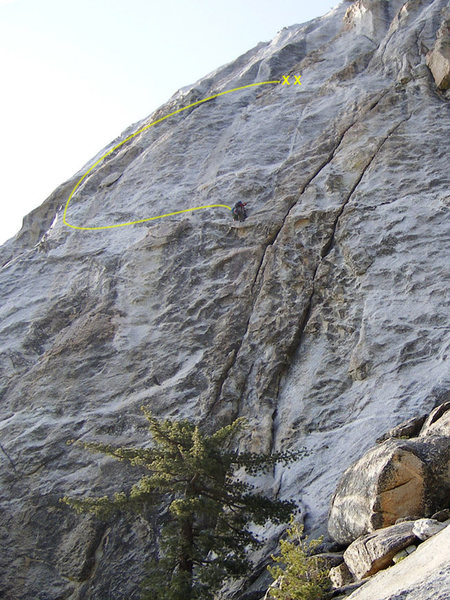 Sling Swing Traverse, from the Left Ski Track anchors