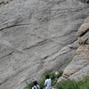 T-Rect and Triceratops are shown in this photo (T-Rect on the left, Triceratops on the right).  Both routes are just to the left of and downhill from Coloradoddity.