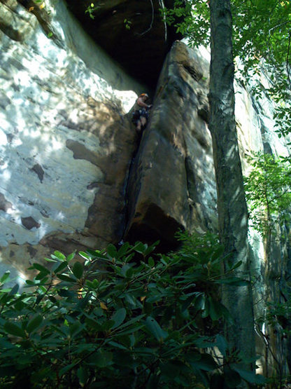 One roof down, two to go ... Triple Treat (5.10a), Endless Wall, New River Gorge.