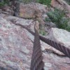 Old high wire remains on top of Wind Tower.