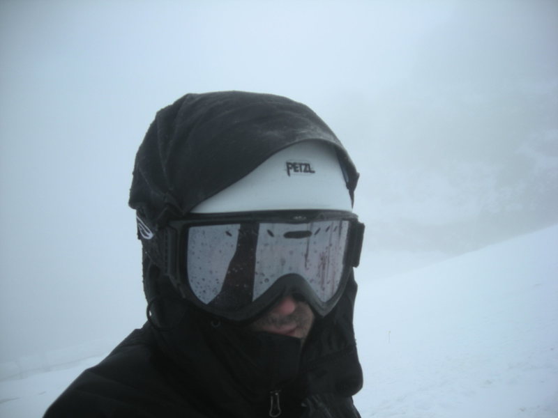 Me gathering my self during whiteout conditions; the flats, Mt. Rainier