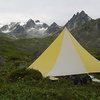 In the Talkeetna Range, AK.  We did a sweet hike that did a huge circle from the Arch Angel TH, going across the Snowbird Glacier, to the Bomber Glacier, up over Bomber pass, and back down the the Trail Head.  This is about a mile before the Bomber Hut.