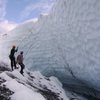 Me doing a "Vertical Limit" entrance style to the base of this climb on the Matanuska Glacier.  It's a pretty fun place for the summer time to go ice climbing on top rope.