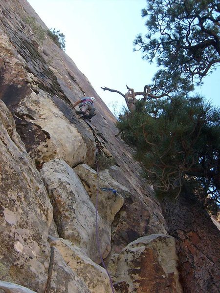 Higher on the second headwall pitch.