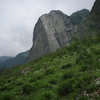 A giant wedge-o-slab beneath Grimsel Pass.  About 12 pitches to the top.