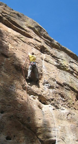 Me approaching the crux moves on Bozo No No.