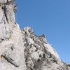 Ben leading on pitch 3 of The Gills during the establishment of the route in April of 2005.