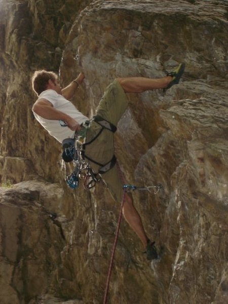 clipping at the crux.  i always throw a hook whenever i can.  