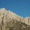 The North Ridge follows the obvious right skyline of Lone Pine Peak. The ridge line dropping to the left and then towards the camera is the North East Ridge which is also supposedly quite good but requires a lot more hiking and thus a significantly longer day.