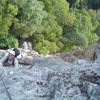 James Bragg approaching the third and final belay station