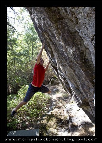 Sean on a boulder by the 2nd pullout.