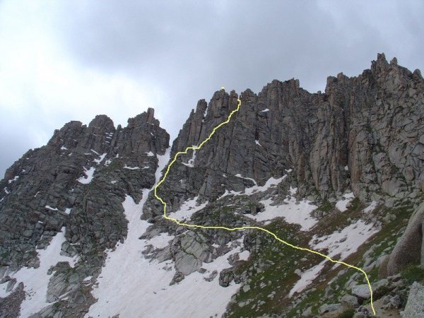 North Face route on Jagged Mountain.  Photo taken July 2, 2006.