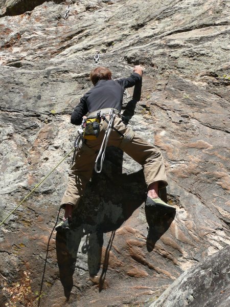 Harald on Upper level on Goat Rock. 5.10.