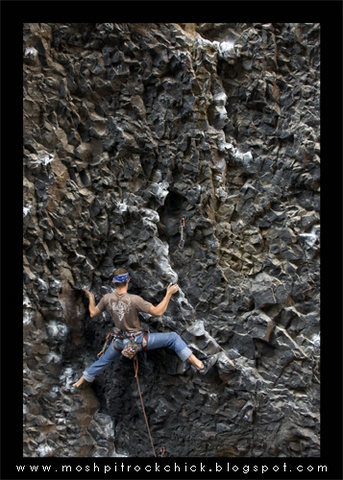 Sean making the crux on the Roach (11a) look easy.