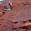 Excellent route on black varnished rock. Well protected as you can see and very enjoyable!