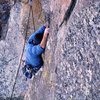 Shannon Twomey commits to the beginning of the 30' long crux on Somewhere East of Fresno.