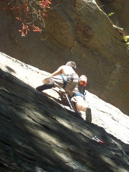 Nice 5.8 lead, just right of Gumby Killer. Climber is Bradley Killough.