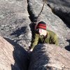 Eric Hansen about to crux on "Love Below".