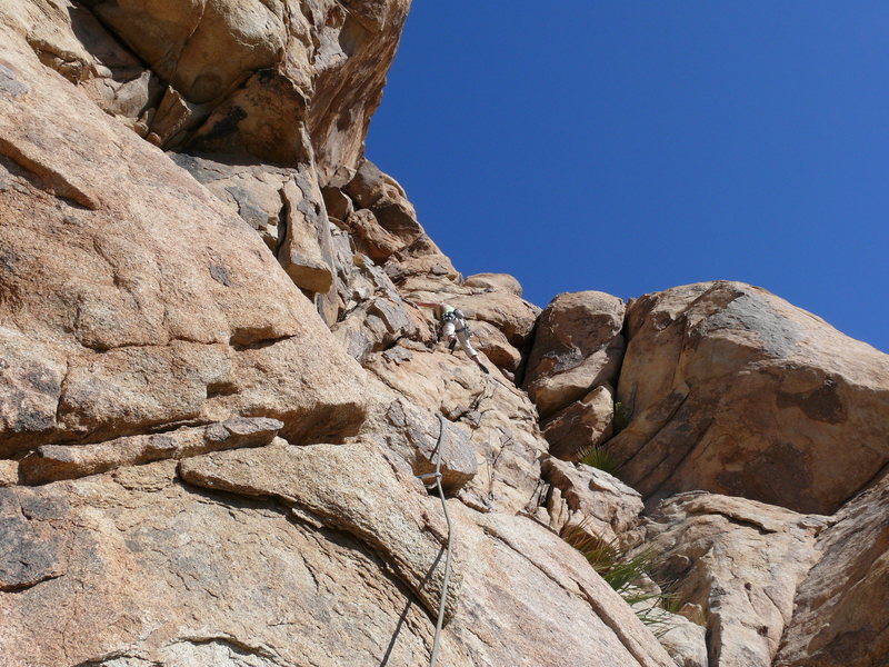 Heading up pitch 2 (we combined the first two with a 70m rope). This last section is easier, plenty of sports for pro and a ton of great holds.