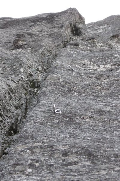 Looking up pitch 3 of Banzai with new bolts