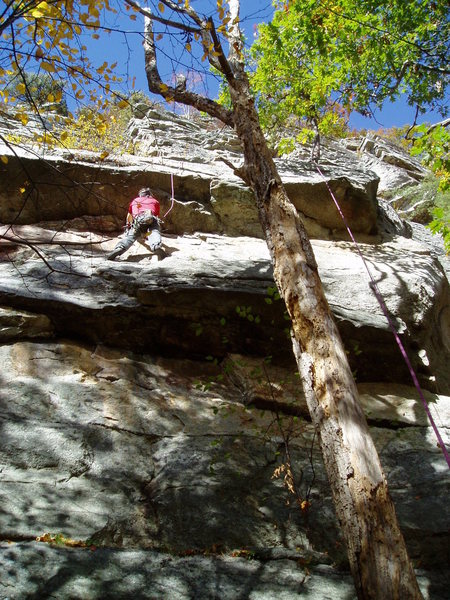 Rich Goldstone on the Mantle block, between the first and second cruxes.