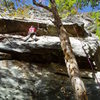 Rich Goldstone on the Mantle block, between the first and second cruxes.