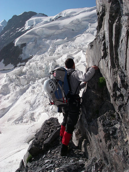 Forest Dramis after stepping out of the tunnel on the south face of the Eiger