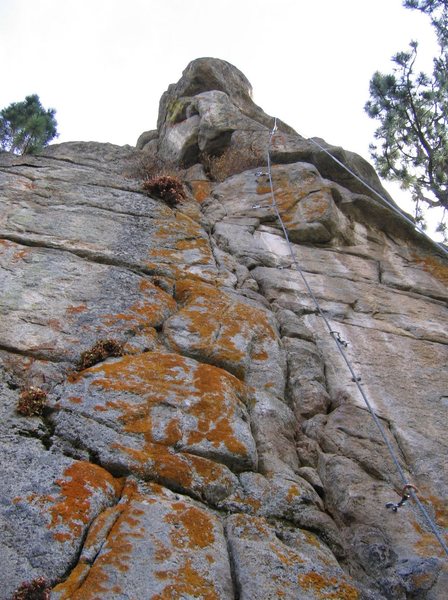 Looking up from the base. Route is slightly overhung.