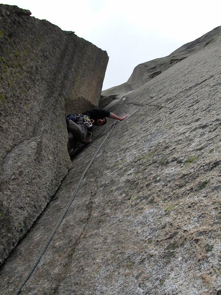 Pitch seven: the crux flaring chimney