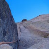 Leading the crux of Casual Route, Long's Peak.