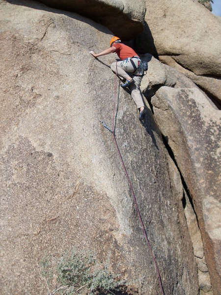 Above the first bolt on the lower section of the climb