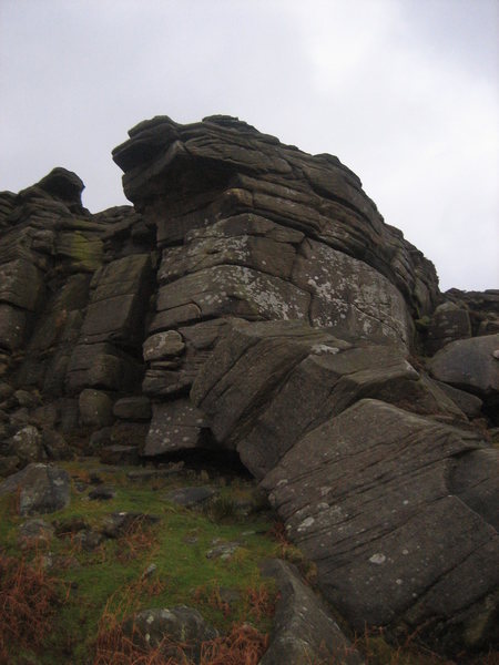 Cave Buttress climbs up under the roof then traverses right