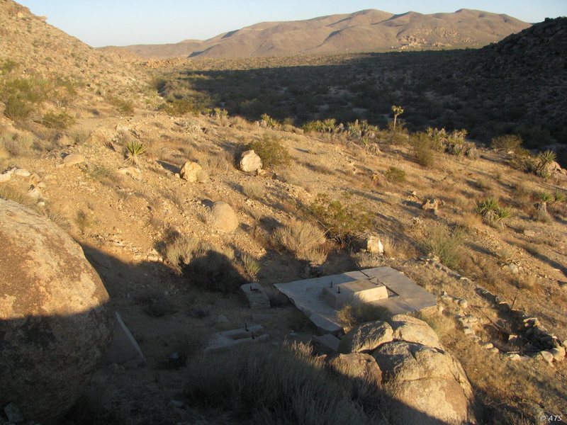 A hillside foundation from an old mining site passed en route to the Rosetta area