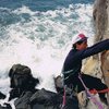 C.H. finishing The Seductive Mermaid, 5.10d, 11 bolts