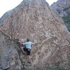 some fun, tall, easy problems on this road-side boulder