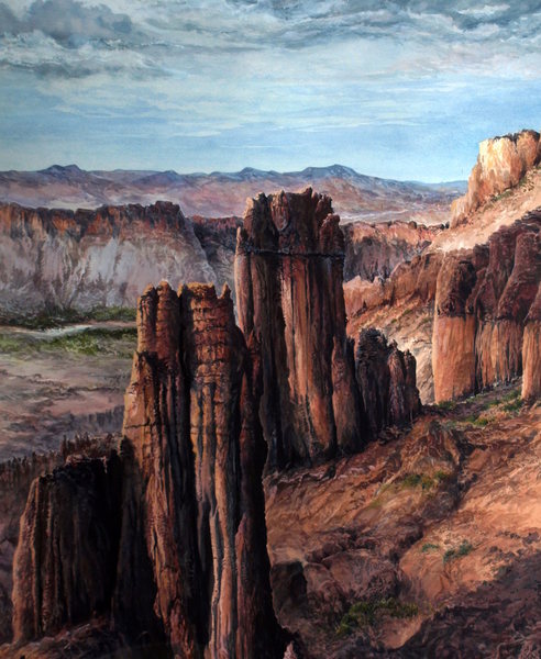 A painting done from a photo taken from the Titan.  Artist: Willis Randall.