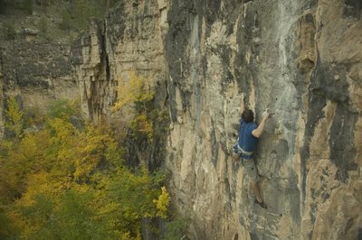 MC dealing with the sausage factor on Khmer Rouge on the north side wall.  Christian Baird Photo