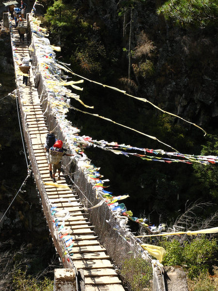 One of the many bridges crossing the Khumbu river.