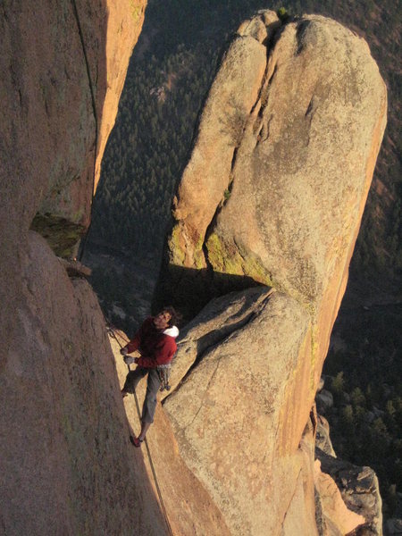 Climber from another Boulder climbing party on their descent.