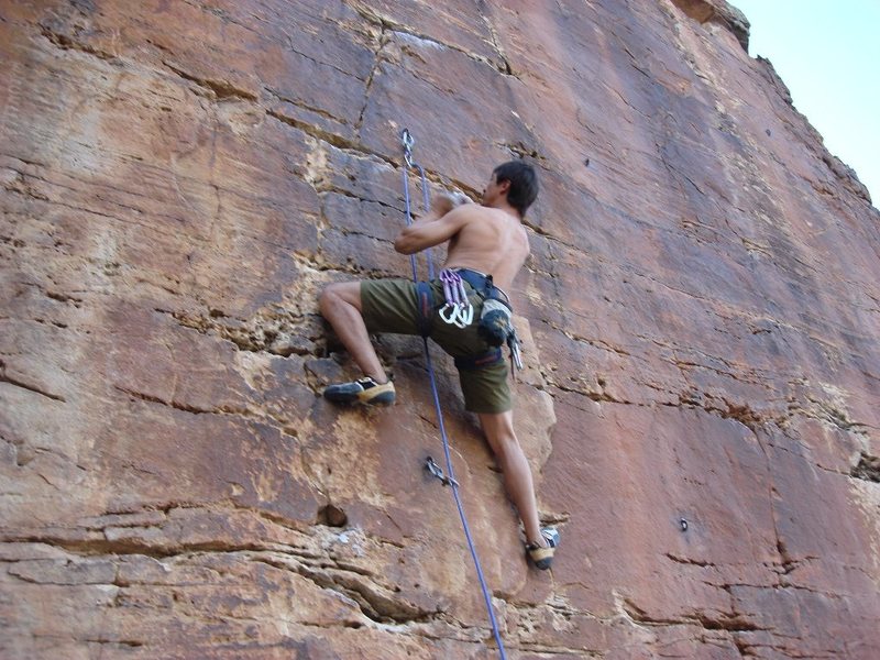 John Duran on a 5.10a in Pinon, AZ.