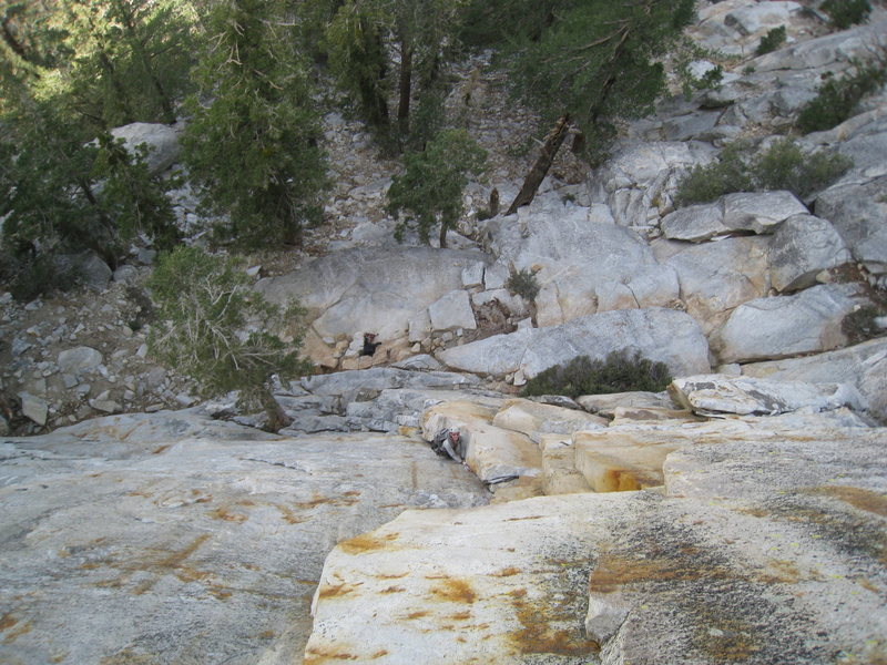 Greg Huey following P1 of Human Fright (5.10a)