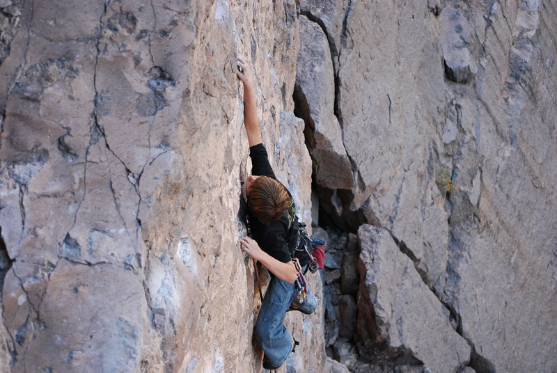 Urs cruising the lower section of hungover 5.11b.